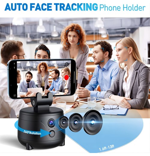 Auto Face Tracking Car Phone Holder, 360° Rotation Phone Follow Shooting Stabilizer, 1/4 Screw Tracking Phone Holder, For Android/iOS