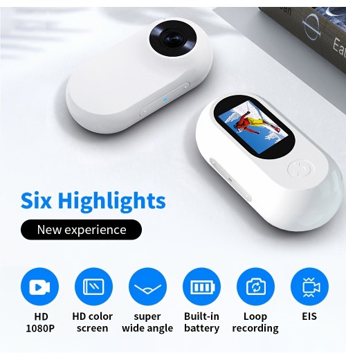 2022 New Small Action Camera, Portable Thumb Camera For Travel, Sports, Vlogging, Weight 22g, With Portable Camera Accessories, Data Cable With 32GB TF Card