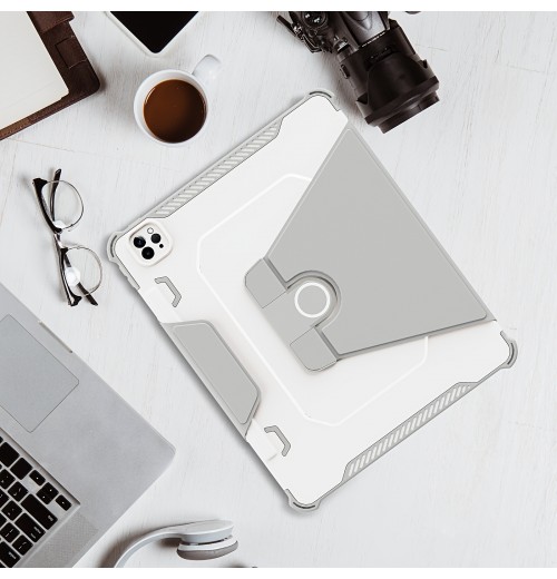 360° Rotating Armored Leather Cover Available For Ipad Pro11 2018/2020/2021, Ipad 10.9 Tablet Protective Case Armor Plate Protective Leather Case, Silicone-based Anti-collision Non-slip Support Cover